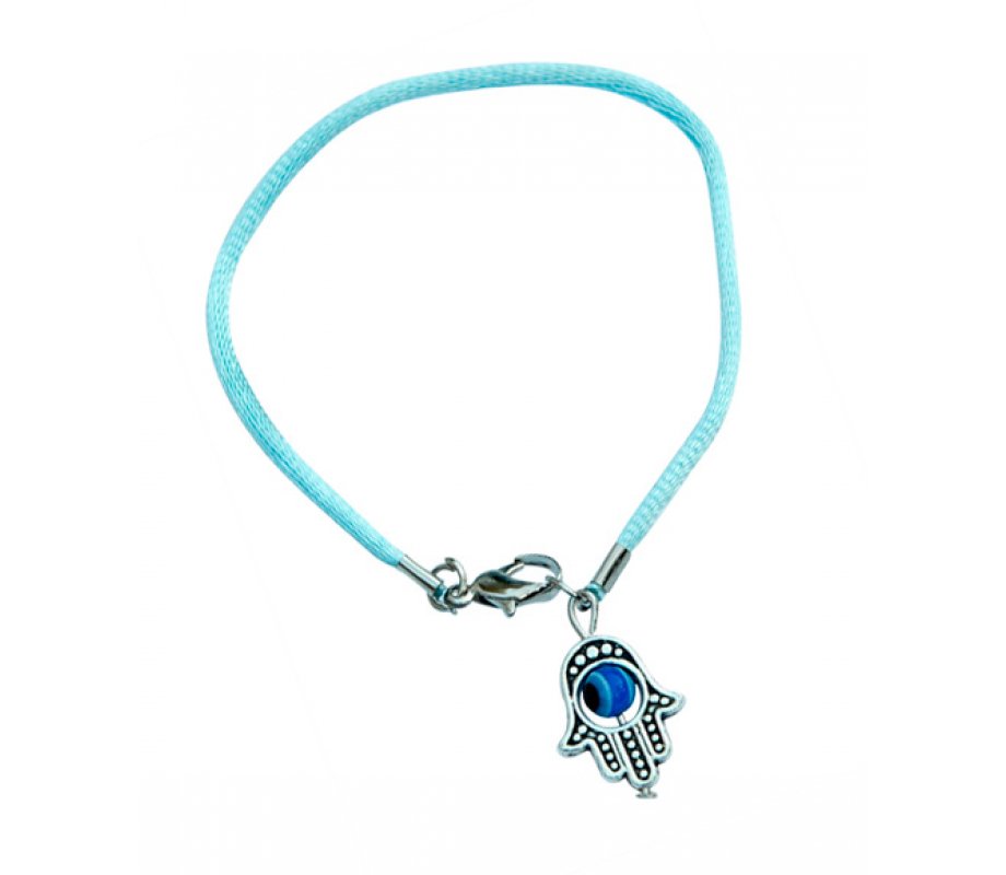 Colored Cord Kabbalah Bracelet - Hamsa Charm with Revolving Eye