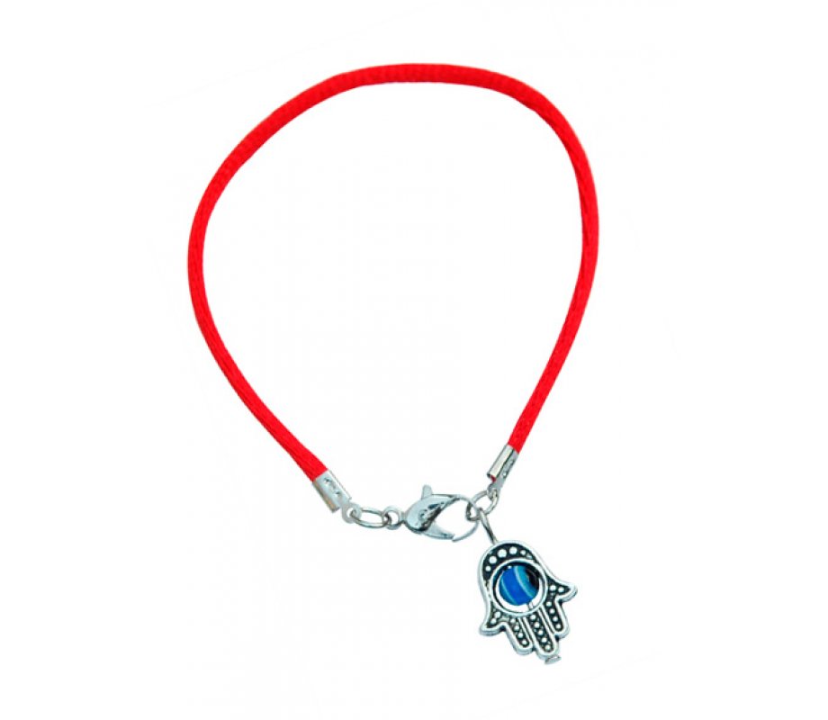 Colored Cord Kabbalah Bracelet - Hamsa Charm with Revolving Eye