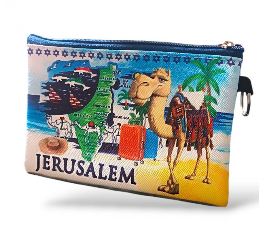 Colorful Polyester Change Purse, Israel Map and Camels and Stars of David