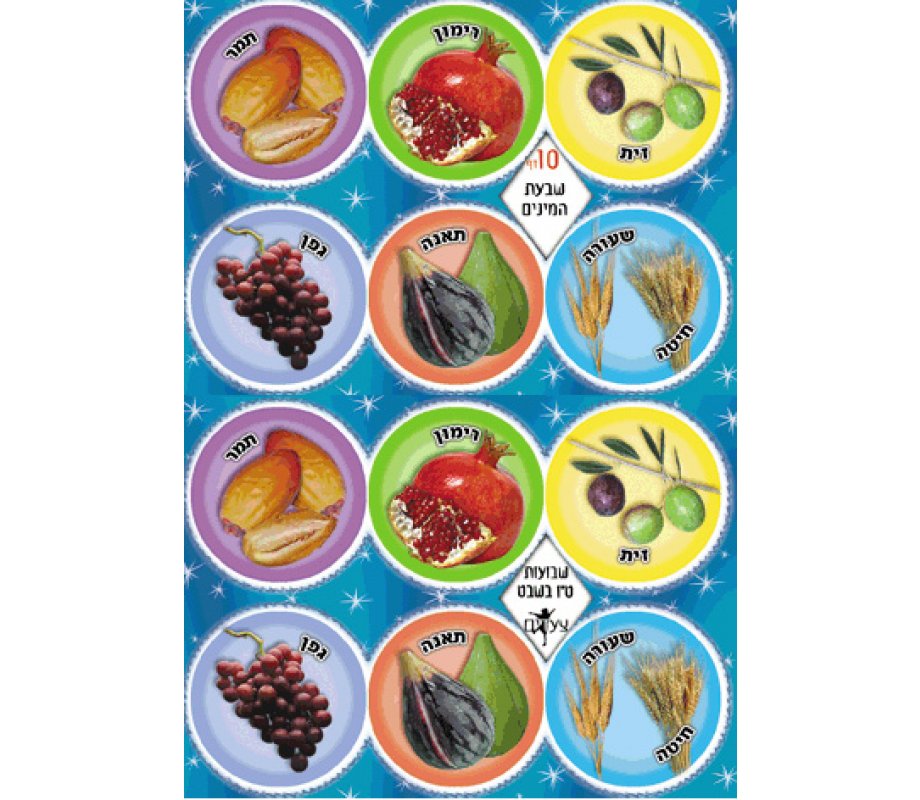 Colorful Stickers - Seven Species of the Land of Israel