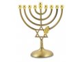 Copper Color Chanukah Menorah, Star of David and Leaf Design - 7 Inches