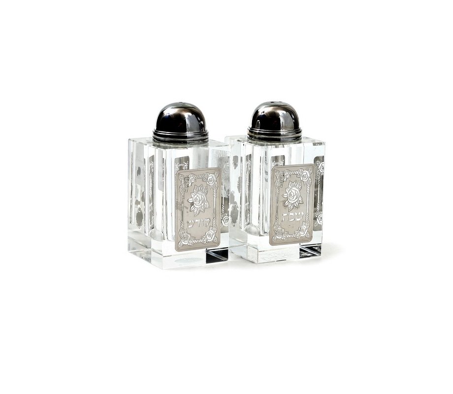 Crystal Salt and Pepper Shaker with Metal Plate