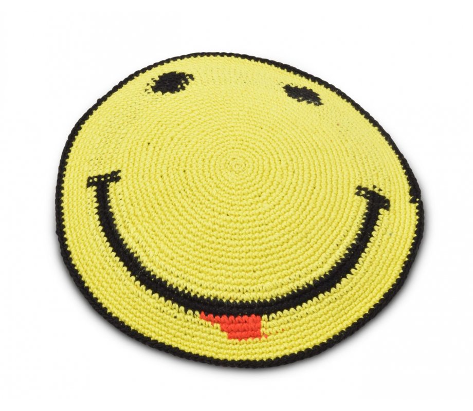 DMC Cotton Hand Knitted Kippah - Lively Smiley Design