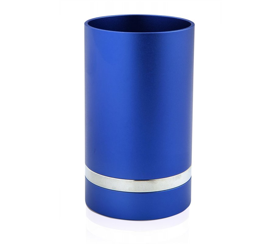 Dabbah Judaica Anodized Aluminum Silver Line Kiddush Cup - Blue