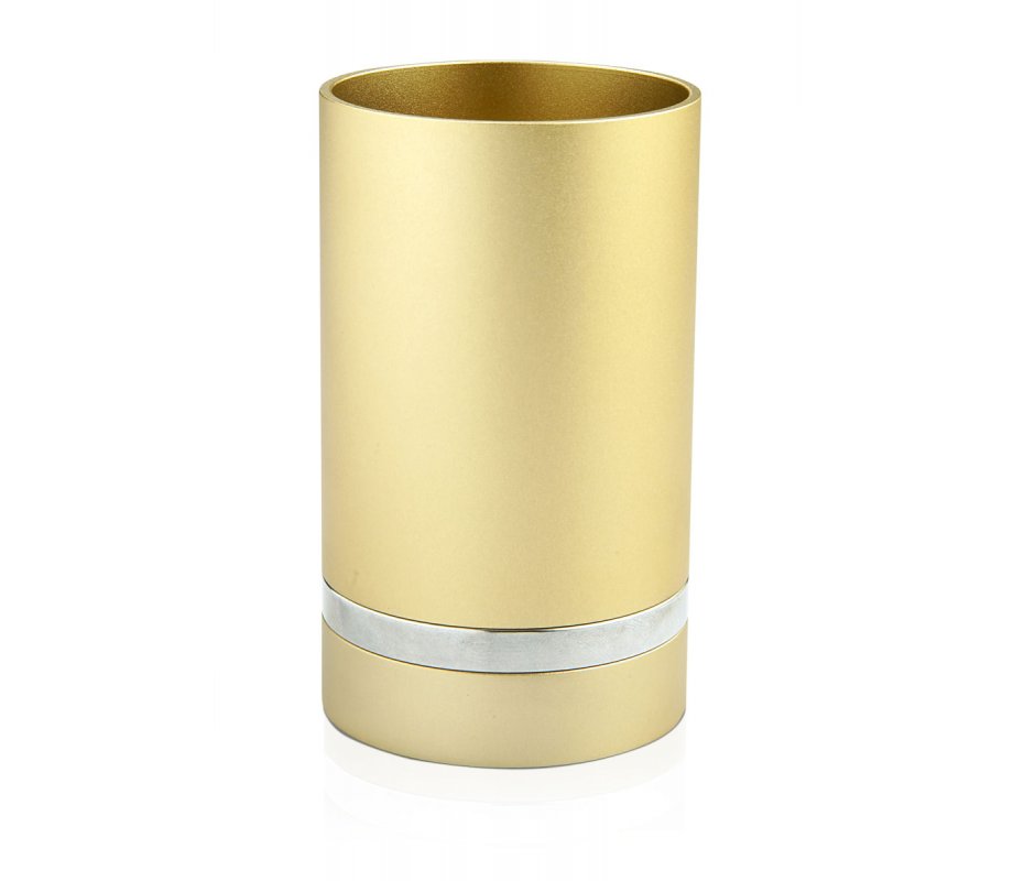 Dabbah Judaica Anodized Aluminum Silver Line Kiddush Cup - Champagne