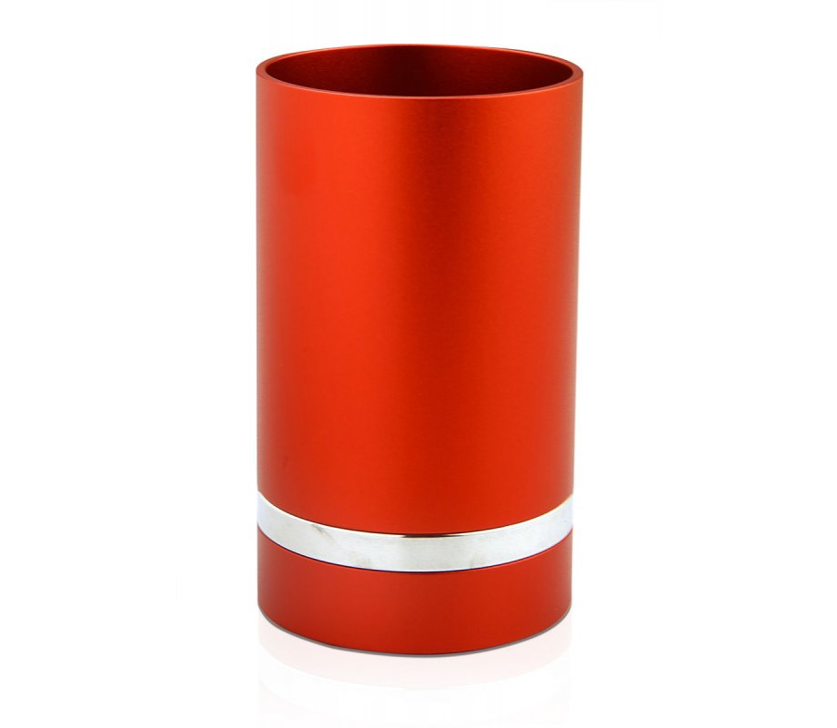 Dabbah Judaica Anodized Aluminum Silver Line Kiddush Cup - Red