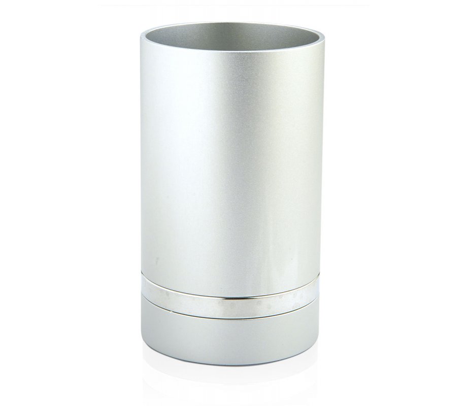 Dabbah Judaica Anodized Aluminum Silver Line Kiddush Cup - Silver