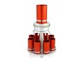 Dabbah Judaica Anodized Aluminum Wine Fountain Silver Line 8 Cups - Red