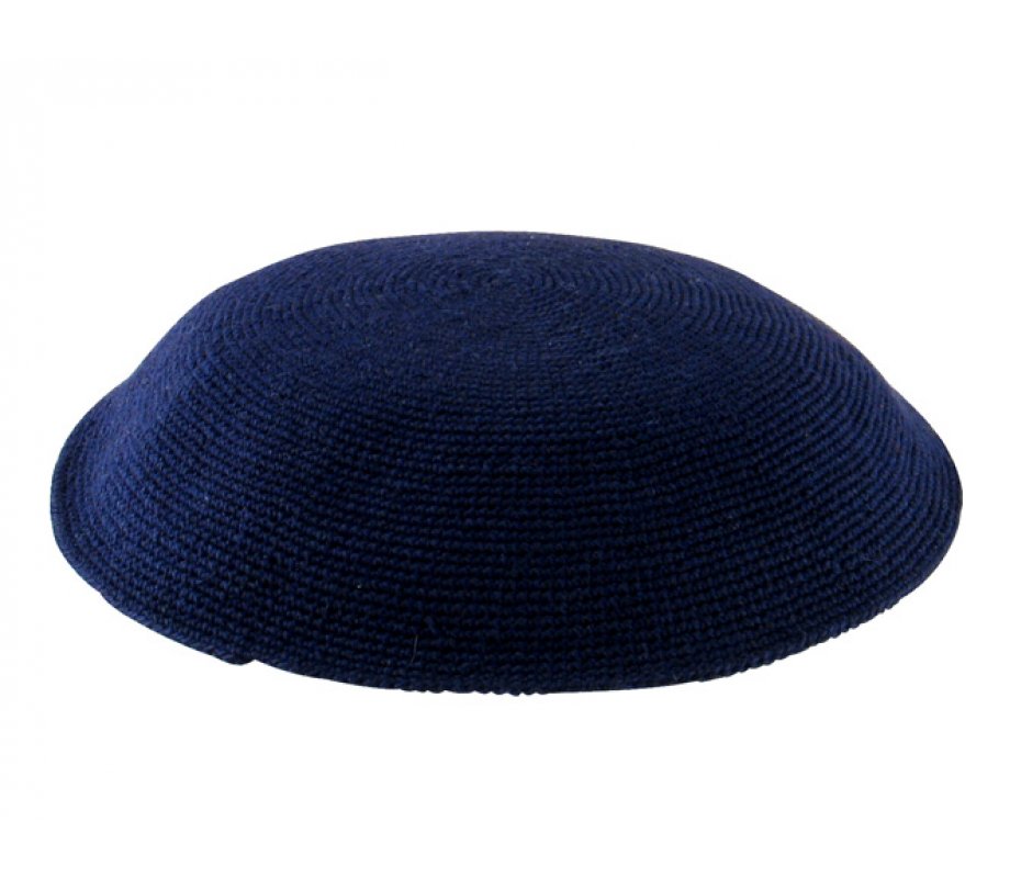 Dark Blue DMC knitted Kippah