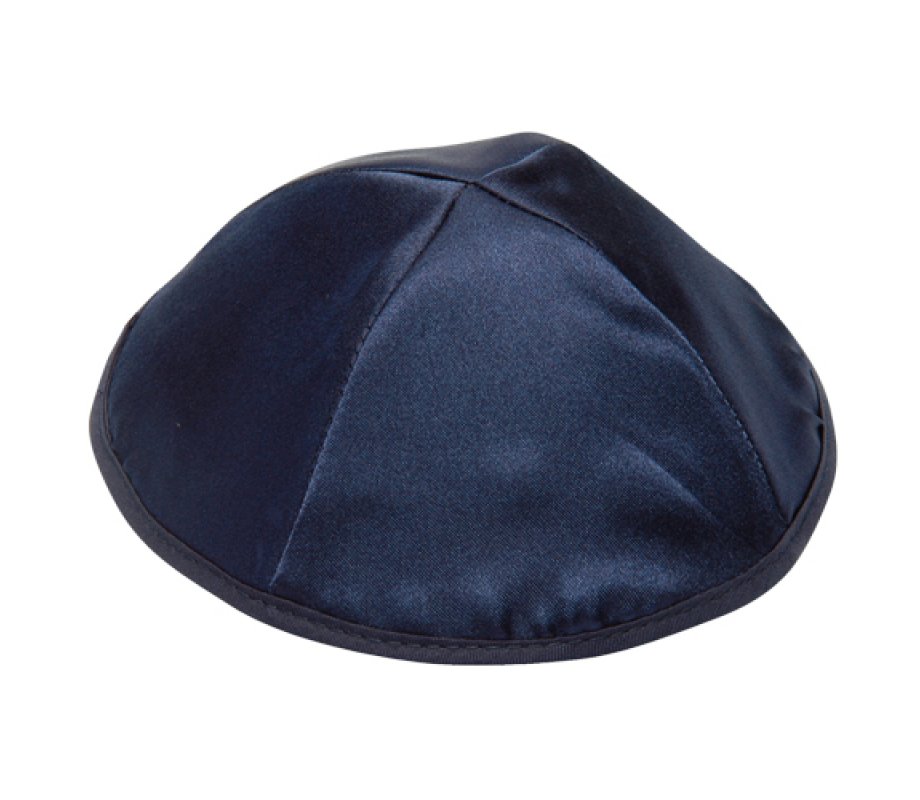 Dark Blue Satin Kippah