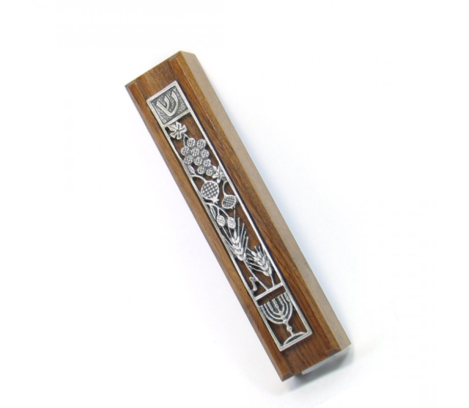 Dark Wood Seven Species Mezuzah