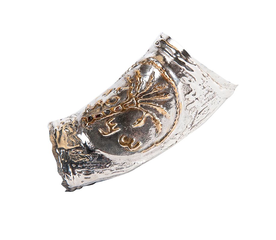 Date Palm Coin and Jerusalem Sterling Silver Yemenite Shofar