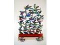 David Gerstein Birds in Flight Colorful Hanukkah Menorah Laser Cut Metal