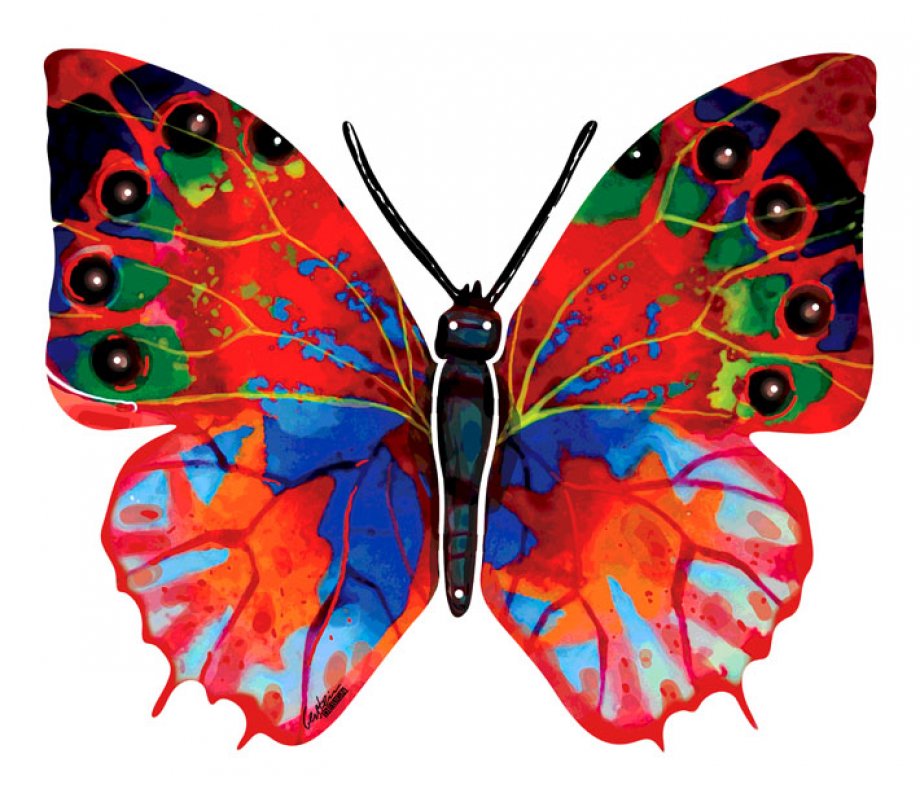 David Gerstein Double Sided Steel Wall Sculpture - Hadar Butterfly