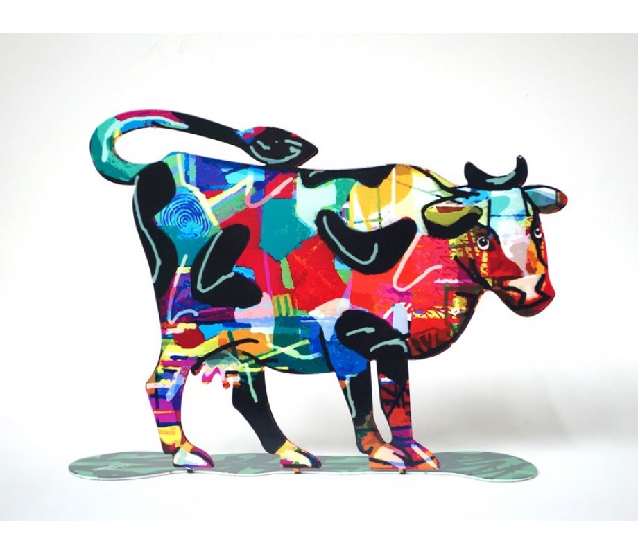 David Gerstein Free Standing Double Sided Steel Sculpture - Shalva Cow