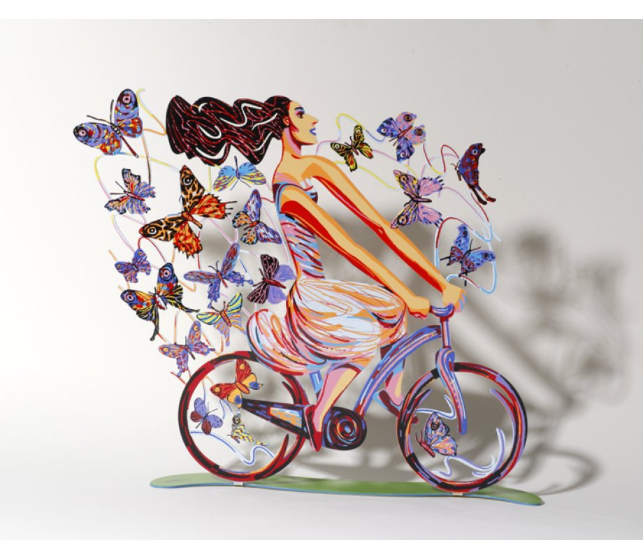 David Gerstein Free Standing Double Sided Bicycle Sculpture - Rider in Euphoria