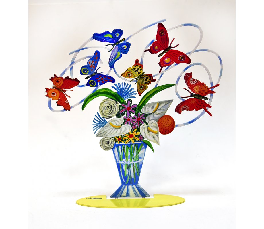 David Gerstein Free Standing Double Sided Colored Flower Vase Sculpture - Harmony