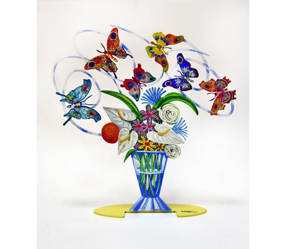 David Gerstein Free Standing Double Sided Colored Flower Vase Sculpture - Harmony