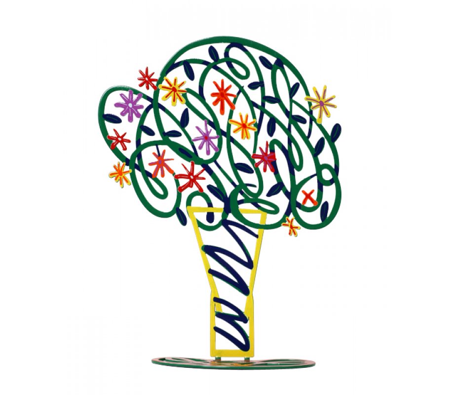 David Gerstein Free Standing Double Sided Flower Sculpture - Green Bouquet