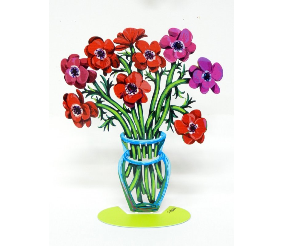 David Gerstein Free Standing Double Sided Flower Sculpture – Poppies Small