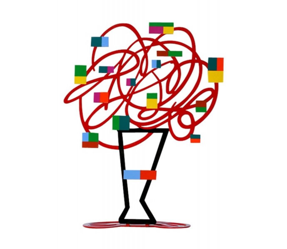 David Gerstein Free Standing Double Sided Flower Sculpture - Red Bouquet