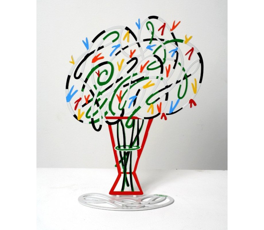 David Gerstein Free Standing Double Sided Flower Sculpture - White Bouquet