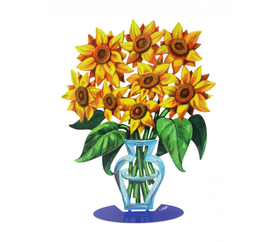 David Gerstein Free Standing Double Sided Flower Vase Sculpture - Sunflower