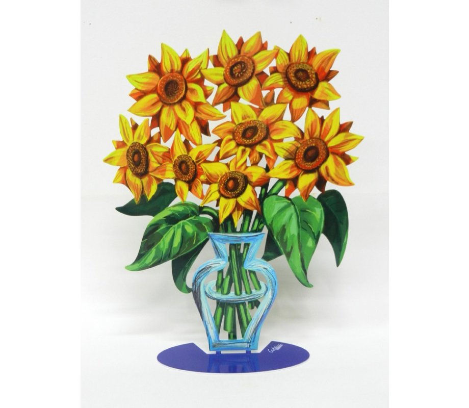 David Gerstein Free Standing Double Sided Flower Vase Sculpture - Sunflower