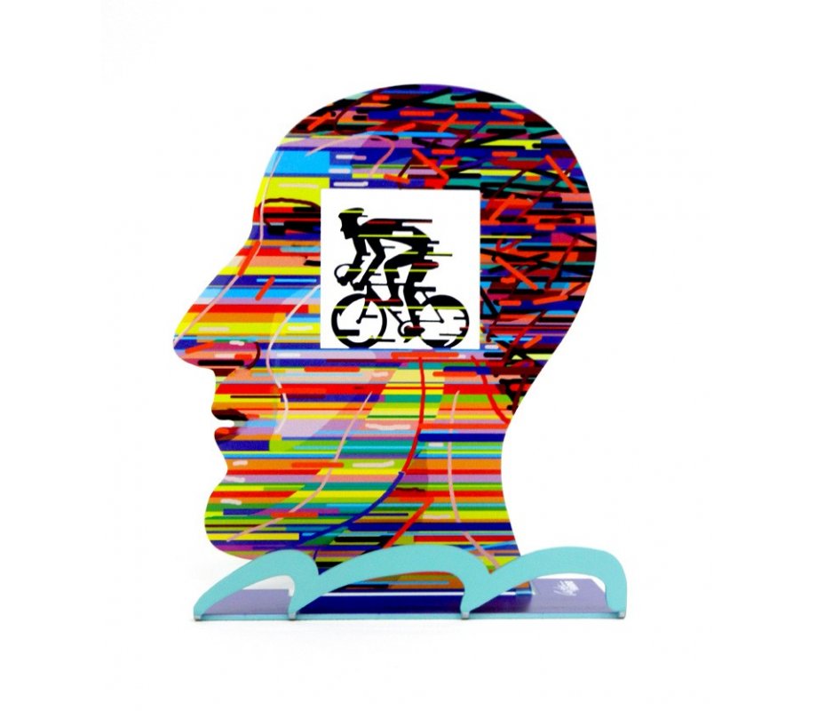 David Gerstein Free Standing Double Sided Head Sculpture - Cyclist