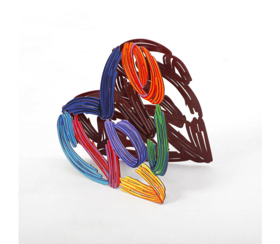 David Gerstein Free Standing Double Sided Heart Sculpture - Strokes of Love
