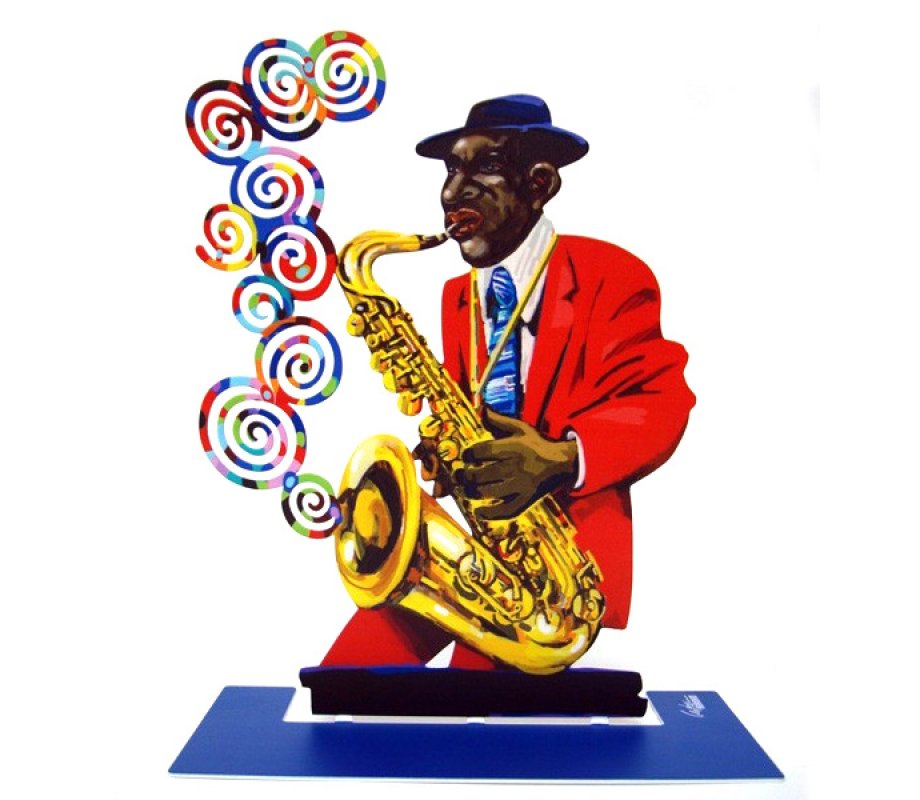 David Gerstein Free Standing Double Sided Music Sculpture - Saxophone Player