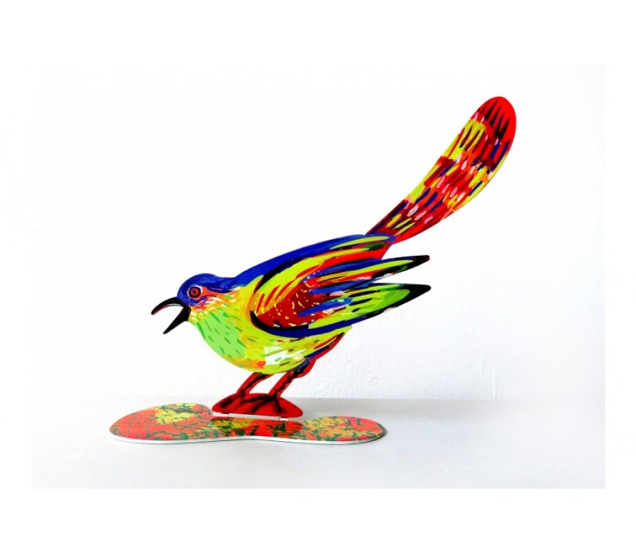 David Gerstein Free Standing Double Sided Steel Sculpture - Bird in Love