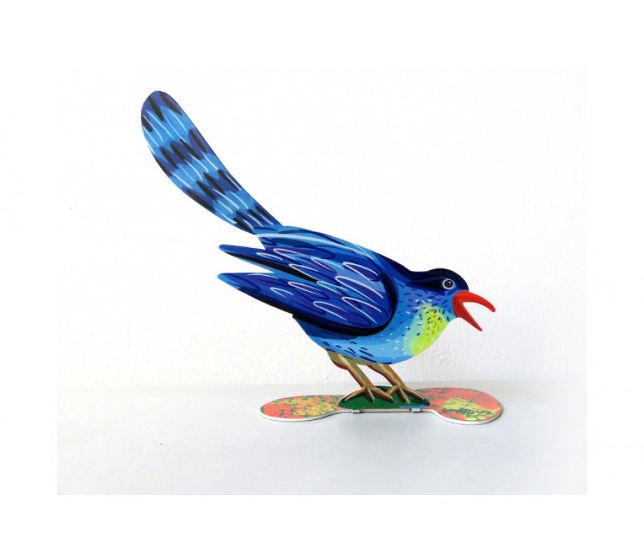 David Gerstein Free Standing Double Sided Steel Sculpture - Bird in Love