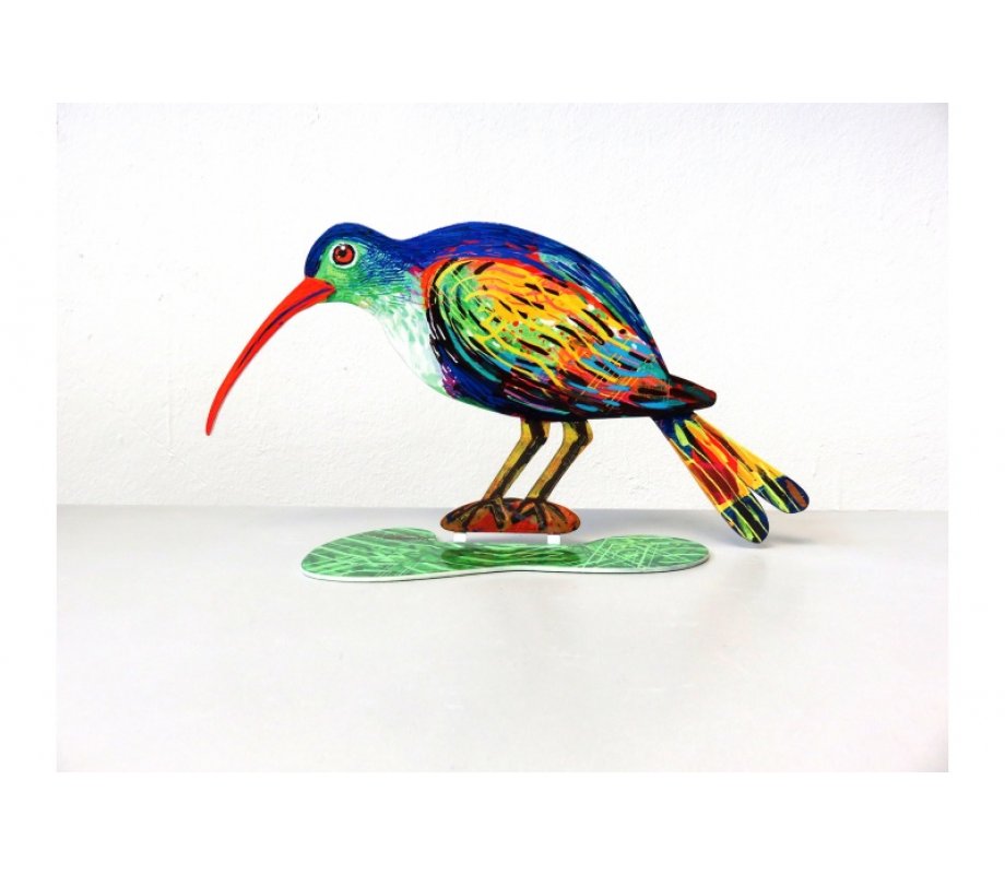 David Gerstein Free Standing Double Sided Steel Sculpture - Shy Bird