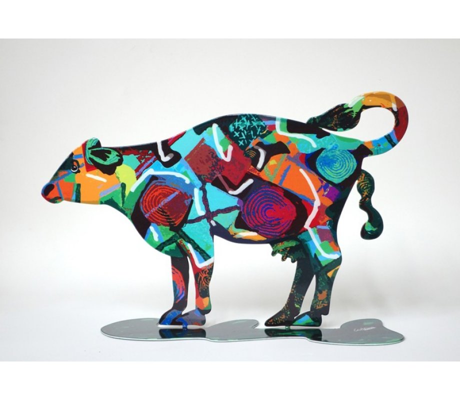 David Gerstein Free Standing Double Sided Steel Sculpture - Tikva Cow