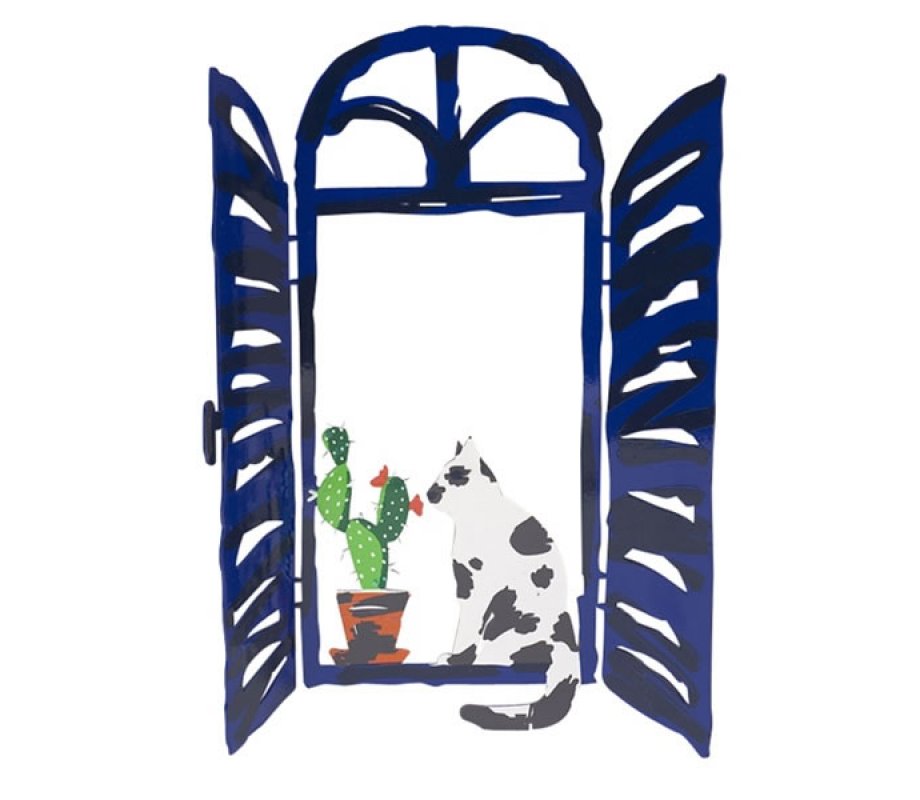 David Gerstein Free Standing Open Window Cat Sculpture - Coexistence