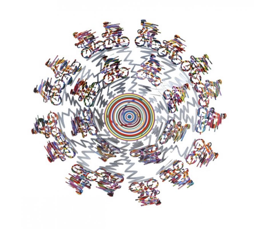 David Gerstein Large Laser Cut Fruit Bowl or Wall Decoration - Cyclists