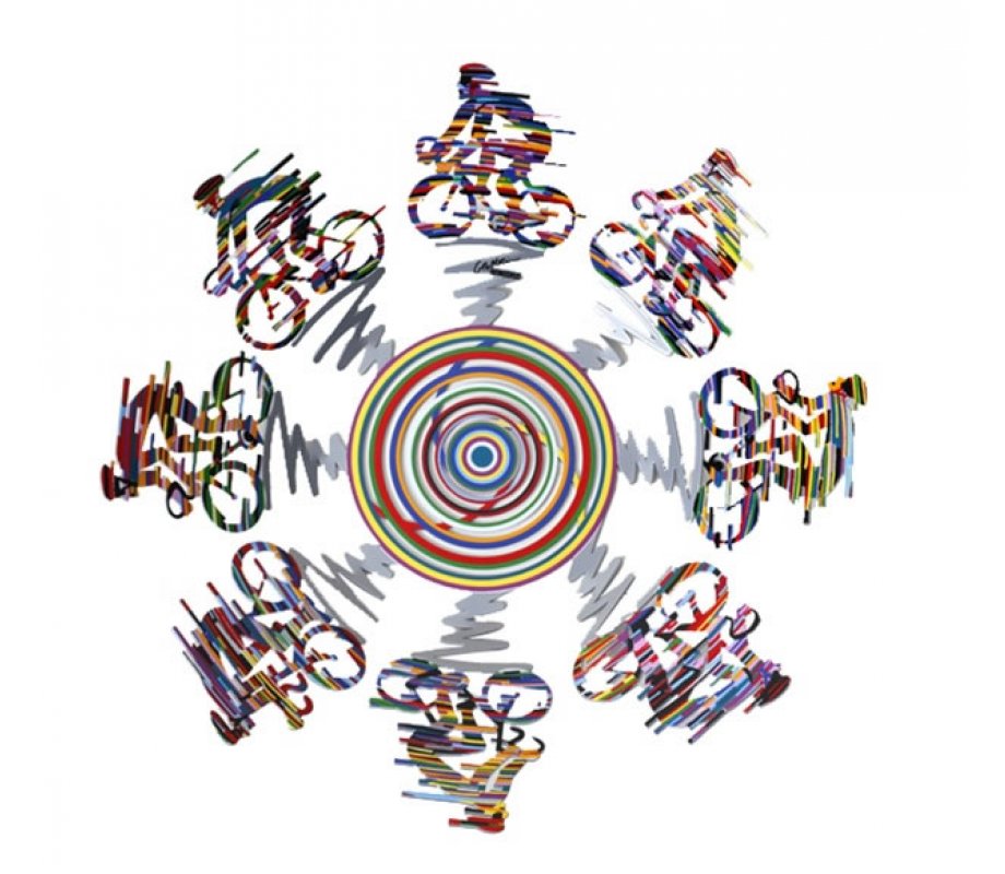 David Gerstein Laser Cut Fruit Bowl or Wall Decoration - Cyclists