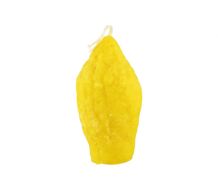 Decorative Handcrafted Etrog Shaped Havdalah Candle - Yellow