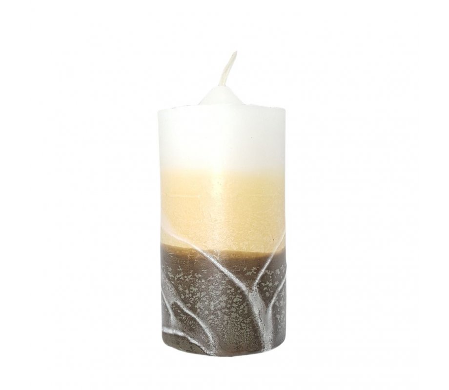 Decorative Handcrafted Pillar Havdalah Candle, Almond and White - Various Sizes