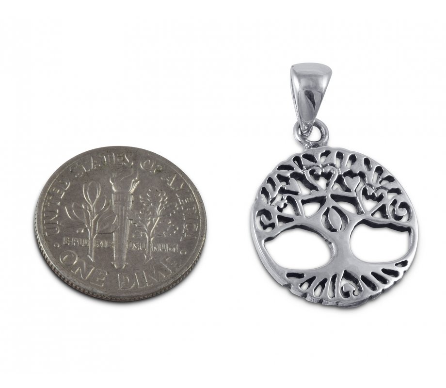Decorative Tree of Life Sterling Silver Pendant Necklace