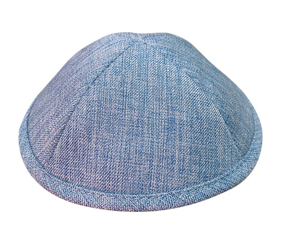 Denim Style Fabric Kippah, Light-Blue - Two Sizes Option