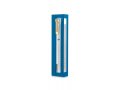 Dorit Judaica Clear Acrylic Mezuzah Case, Blue Frame - Gold or Silver Shin