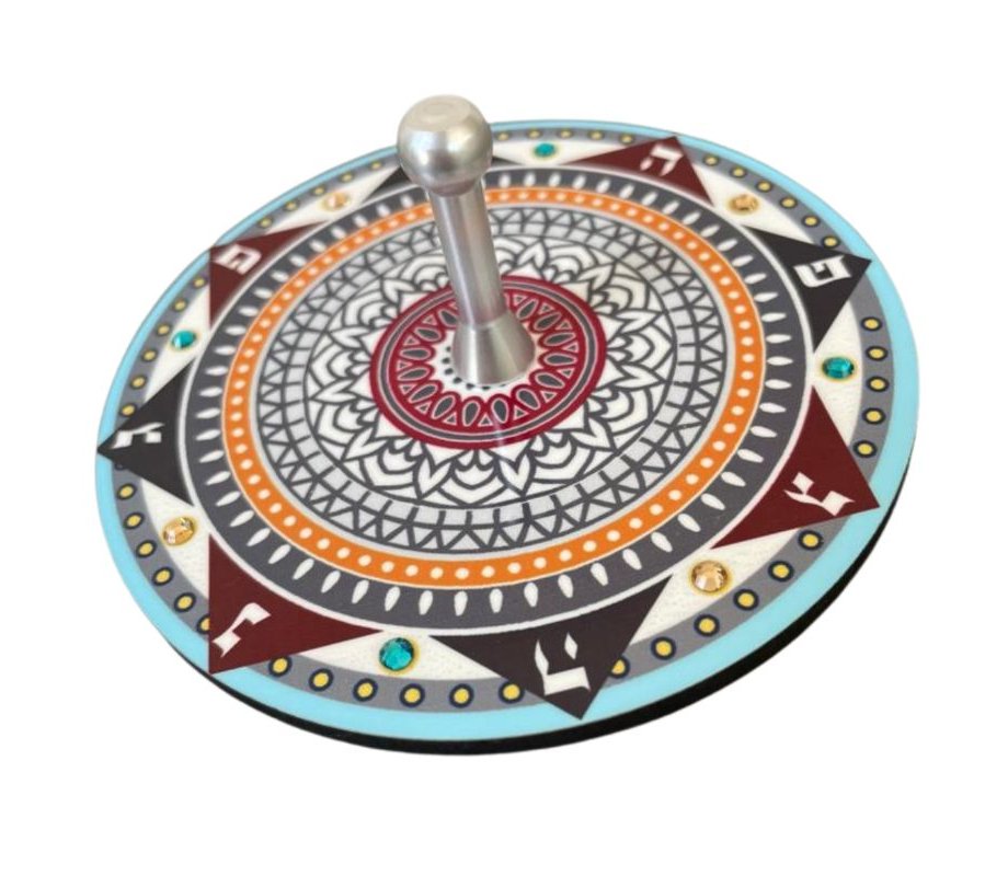 Dorit Judaica Decorative Dreidel with Stand - Nes Gadol Hayah Poh letters