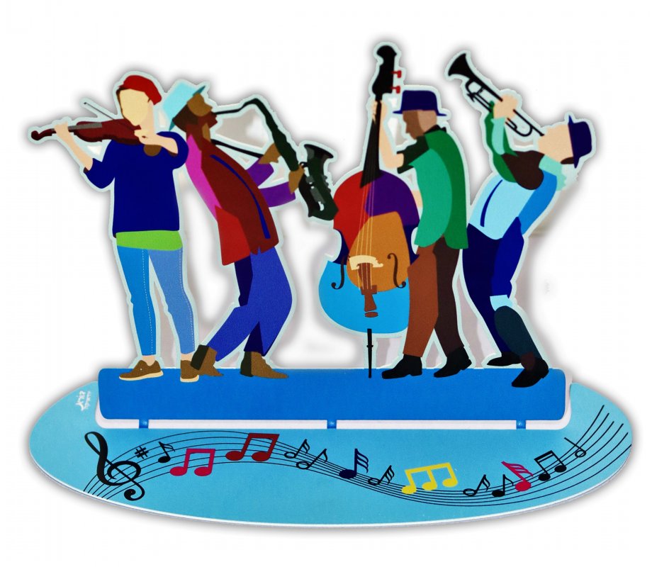 Dorit Judaica Free Standing Sculpture - Klezmer Players with Musical Notes