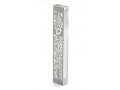 Dorit Judaica Large Lucite Mezuzah Case, Leaves and Flowers with Crystals - Clear