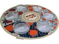 Dorit Judaica Raised Seder Plate with Glass Bowls - Colorful Pomegranate Design