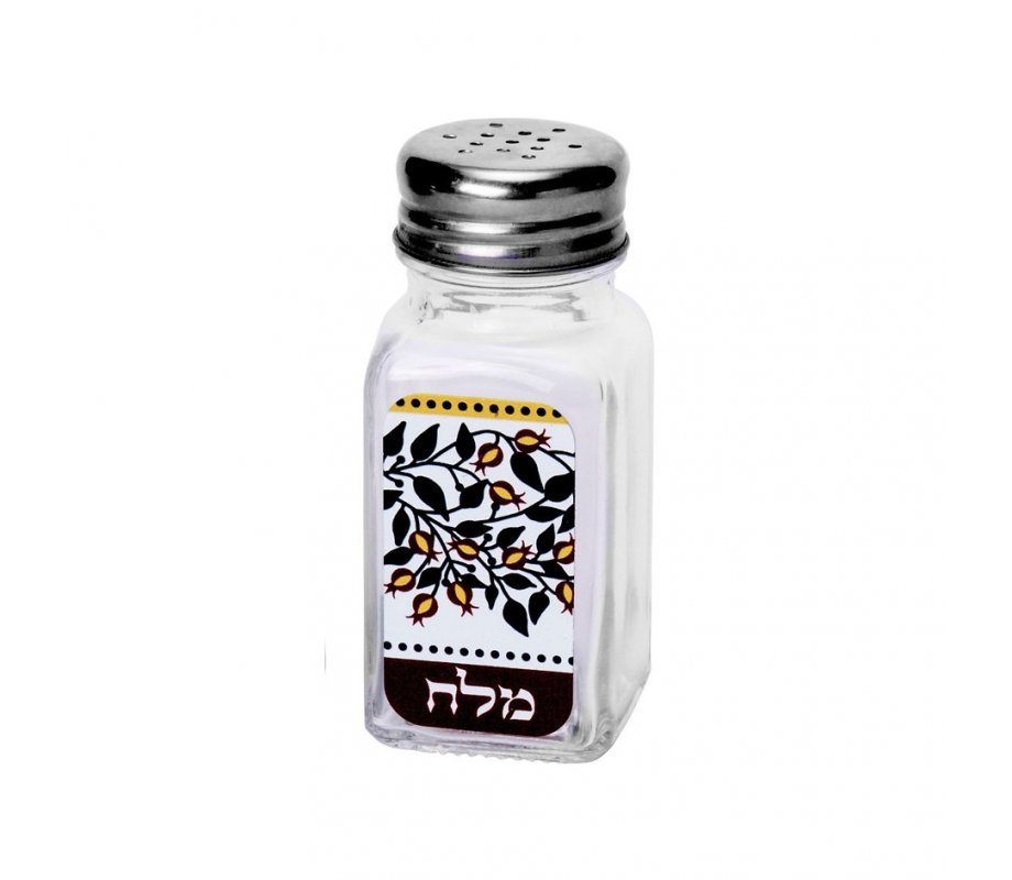 Dorit Judaica Salt Shaker Hebrew Letters - Red Pomegranates