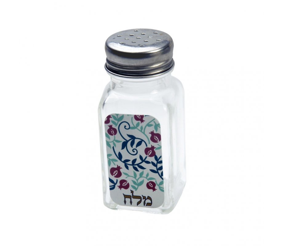 Dorit Judaica Salt Shaker with Hebrew Letters - Red Pomegranates