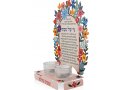 Dorit Judaica Shabbat Candeholders with Prayer and Blessing - Colorful Flowers